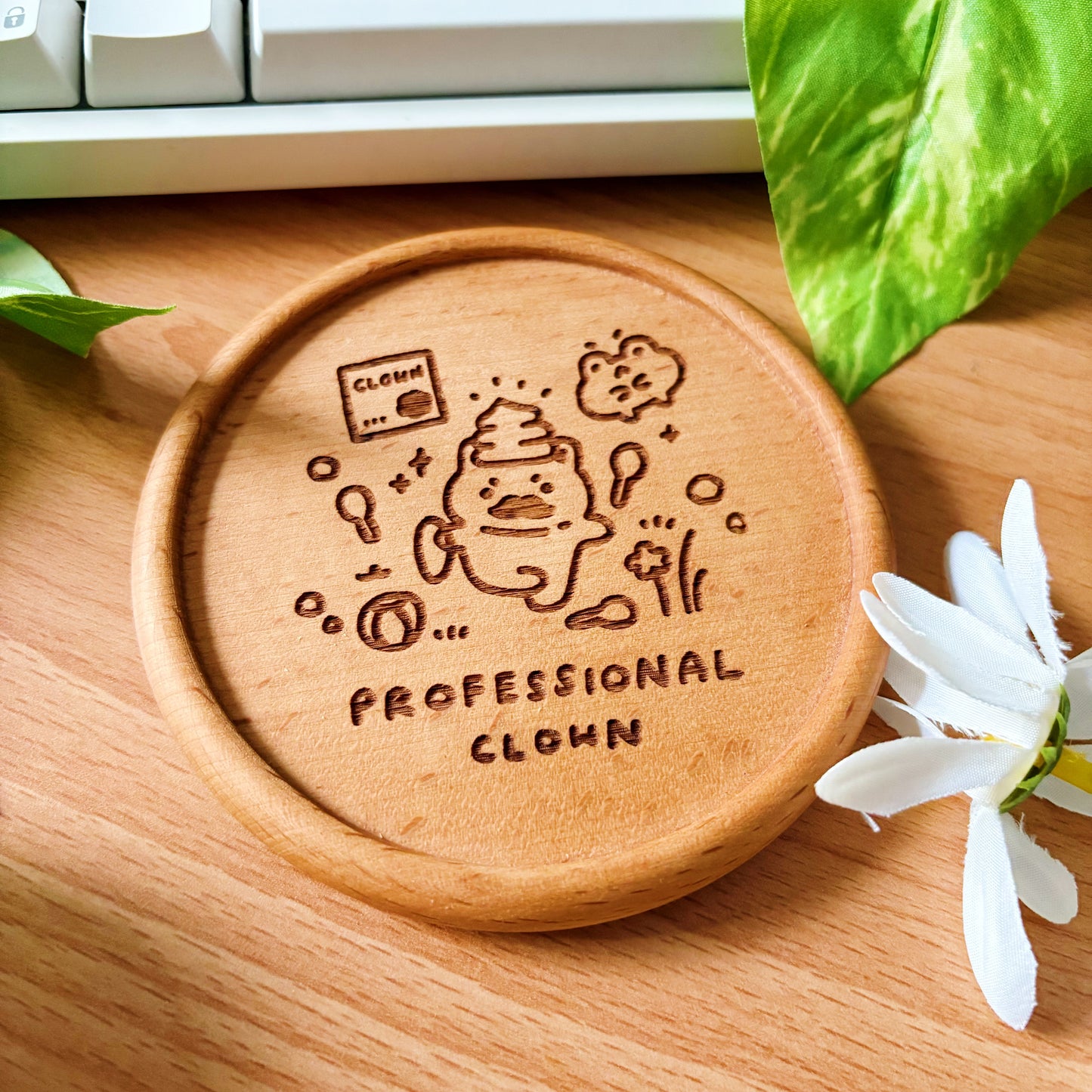 Professional Clown Wooden Coaster