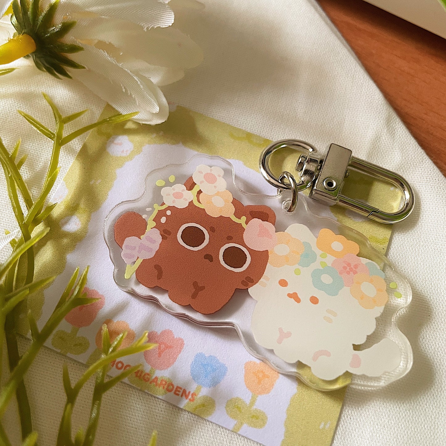 Flower Kitties Keychain