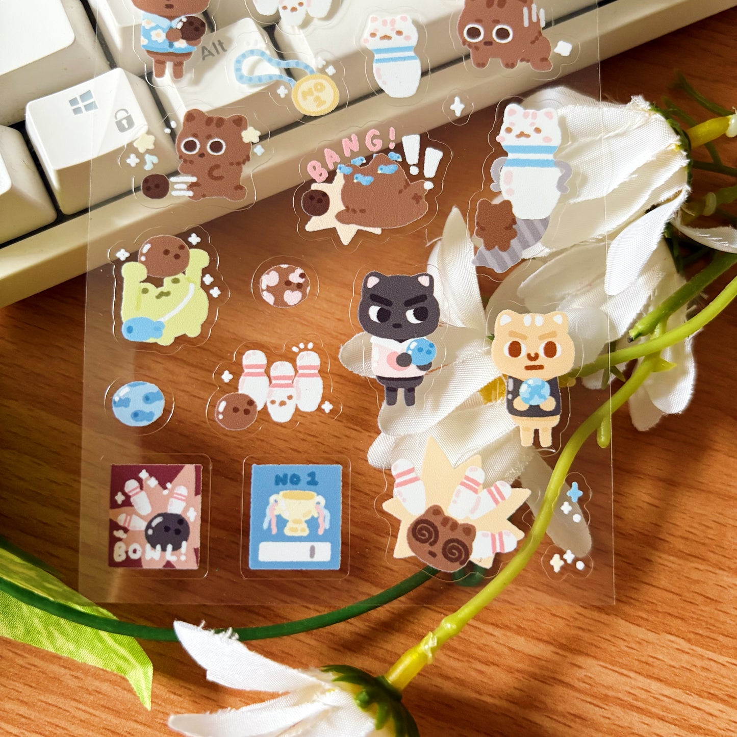 Bowling Transparent Sticker Sheet