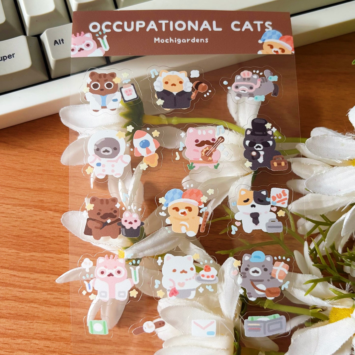 Occupational Cats Transparent Sticker Sheet