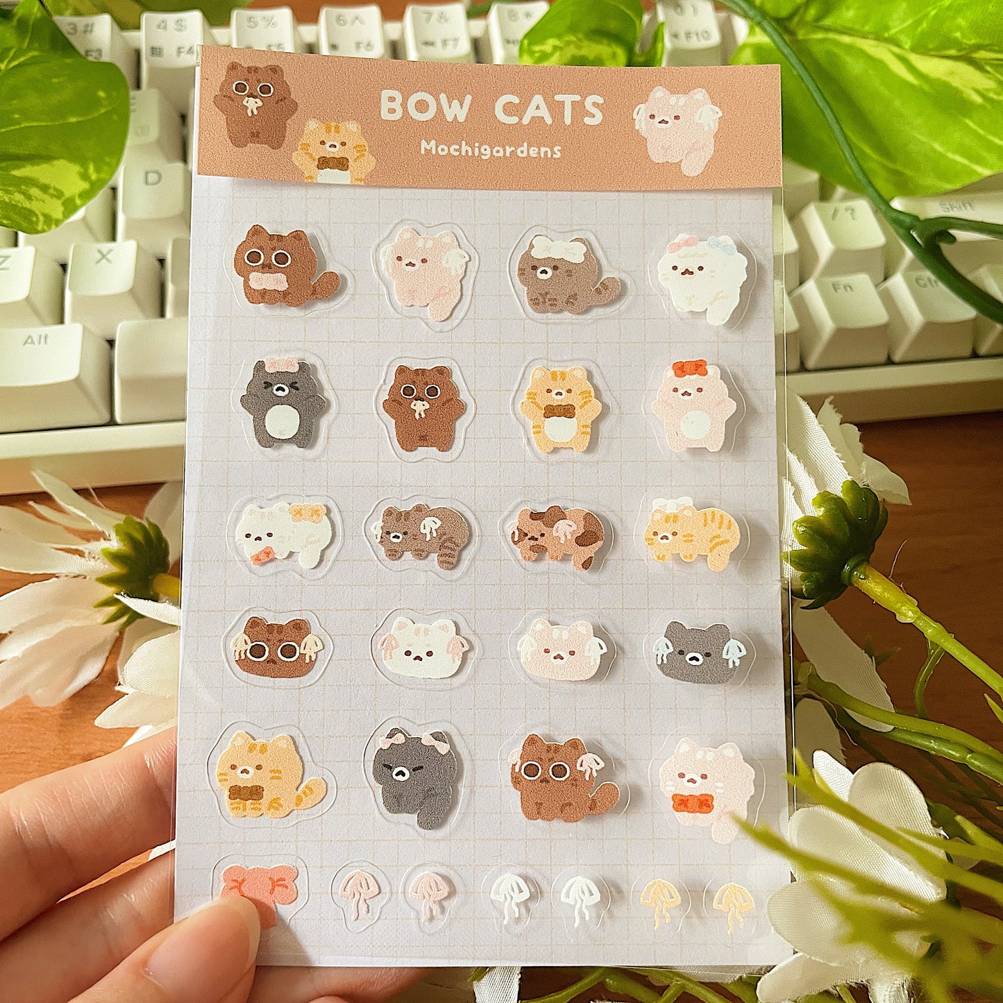 Bow Cats Transparent Sticker Sheet