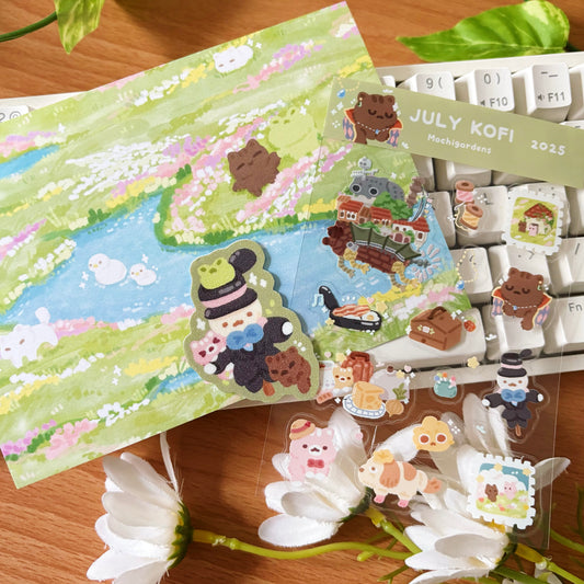 July Ko-Fi Sticker Sheet + Print Set - A moving Castle (Also available individually)