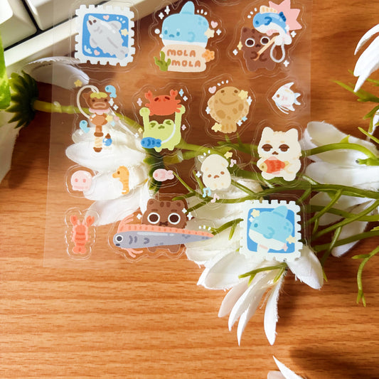 Fishing Transparent Sticker Sheet