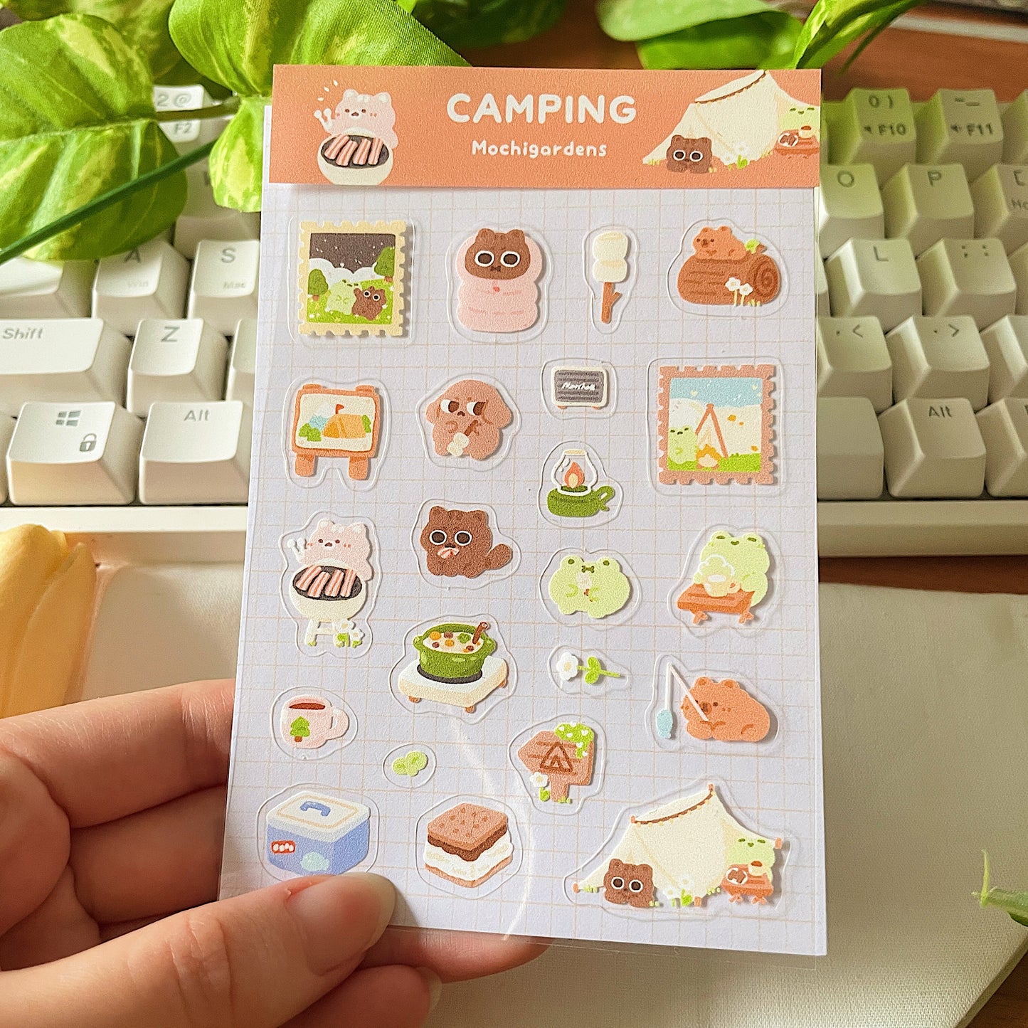 Camping Transparent Sticker Sheet