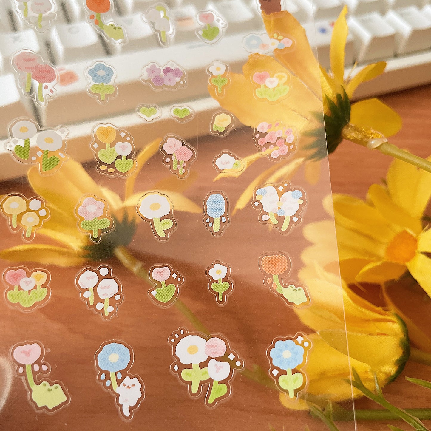 Flower Doodles Transparent Sticker Sheet