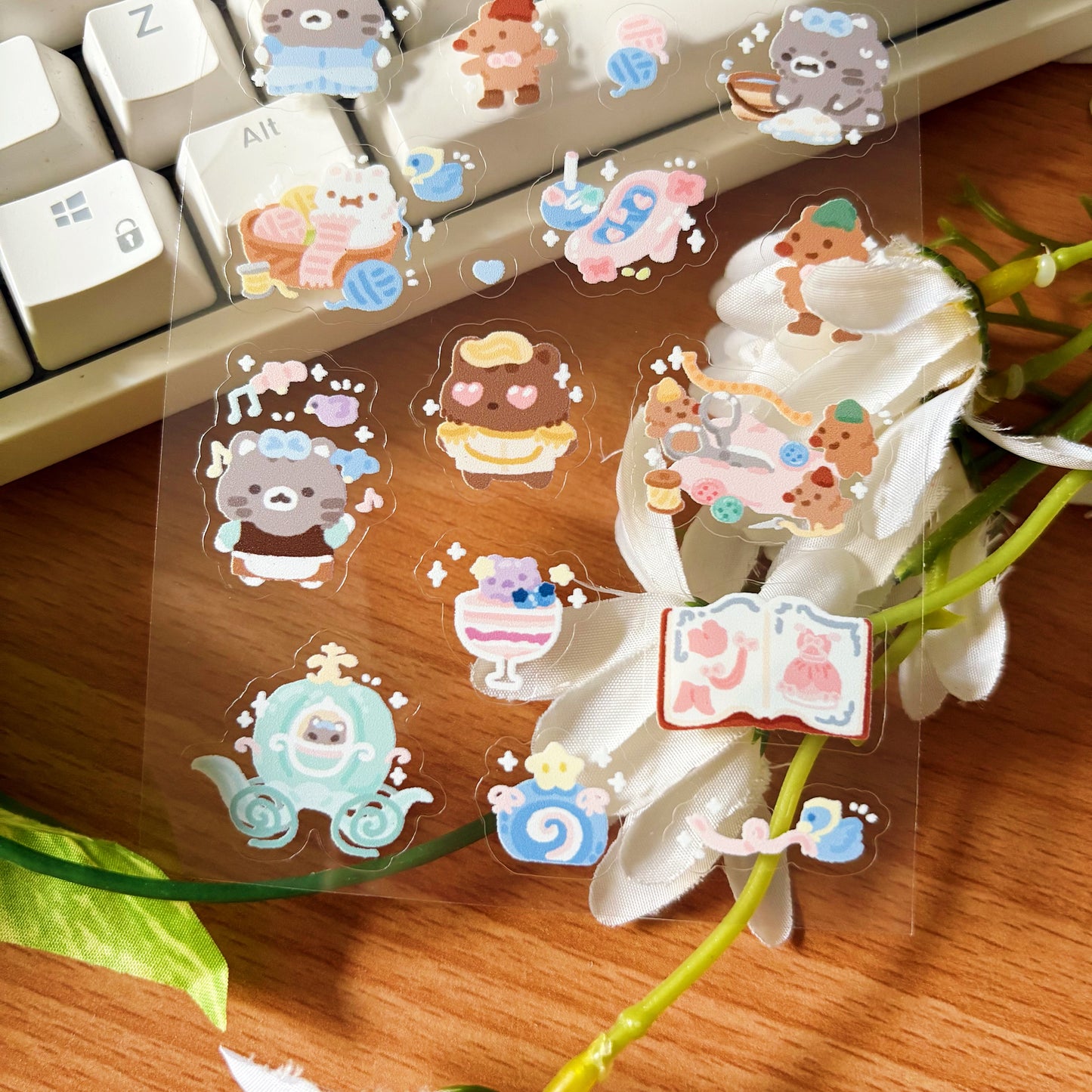 Princess Kitties Transparent Sticker Sheet