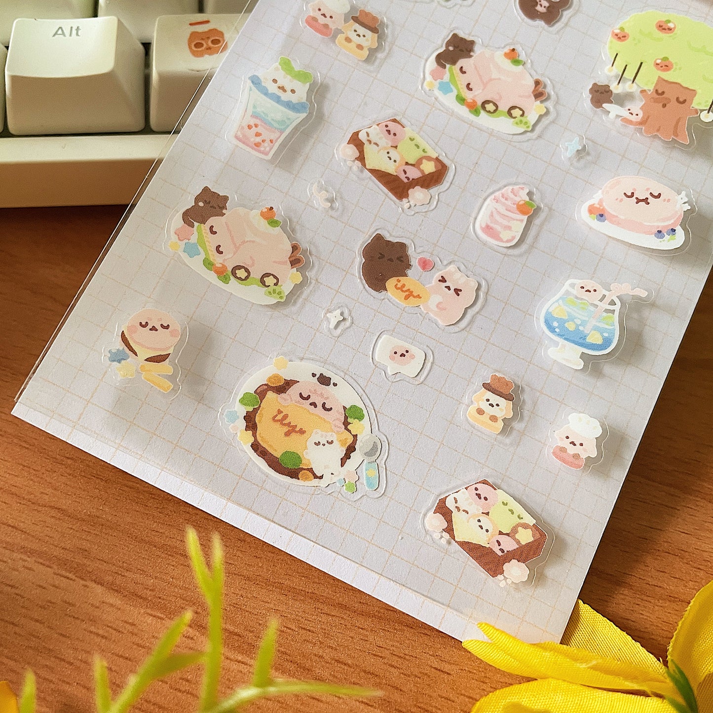 Cafe Date Transparent Sticker Sheet