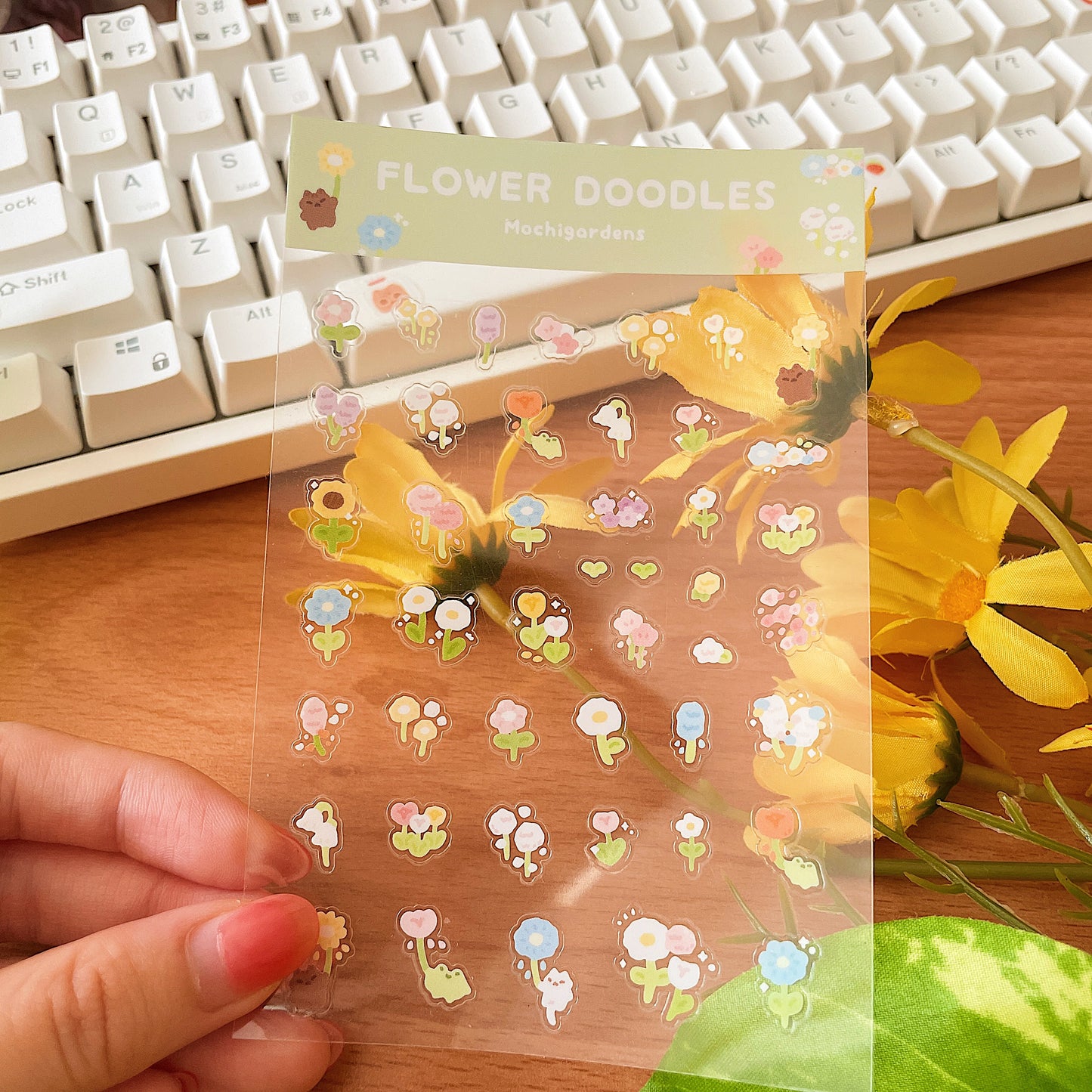 Flower Doodles Transparent Sticker Sheet