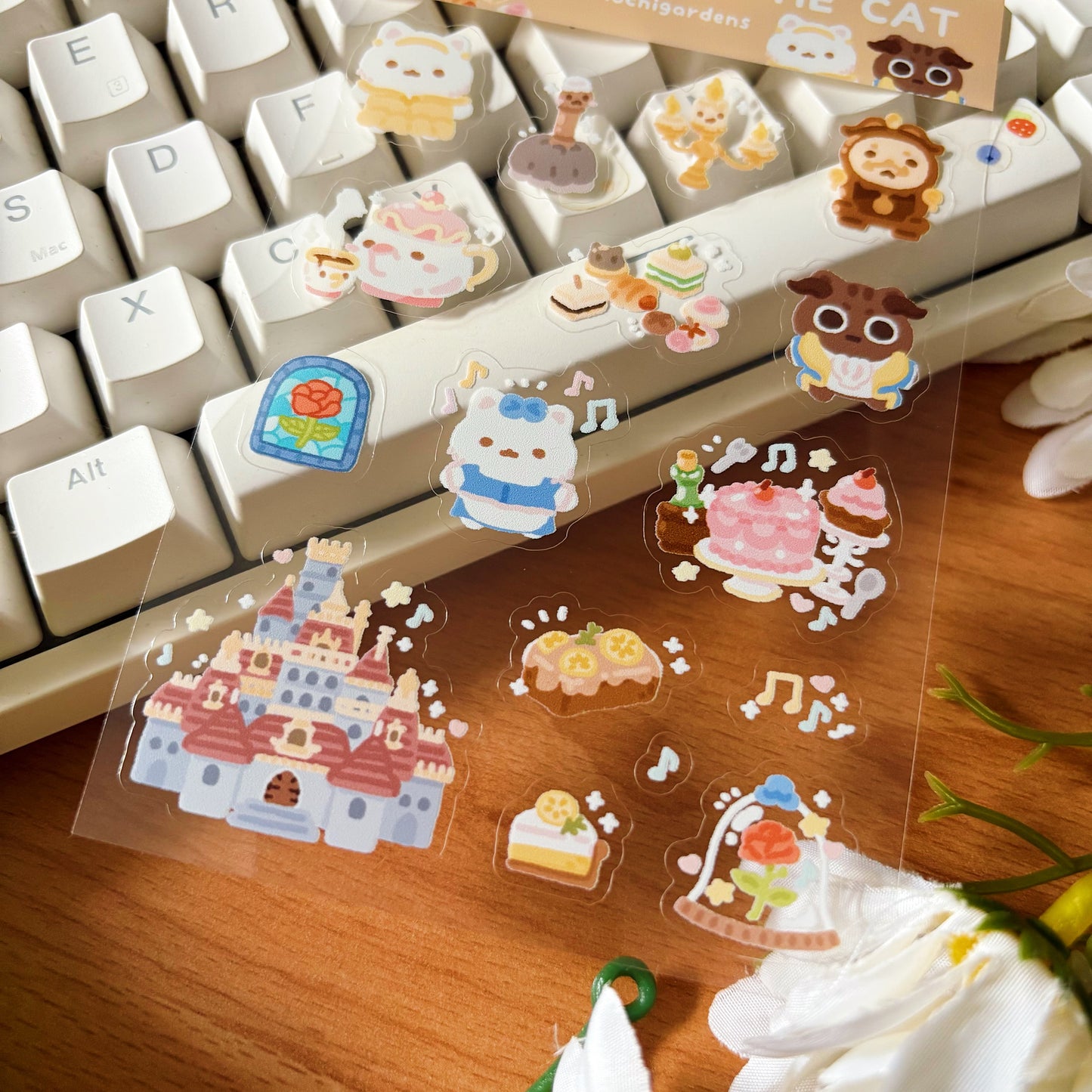 Beauty and the Cat Transparent Sticker Sheet