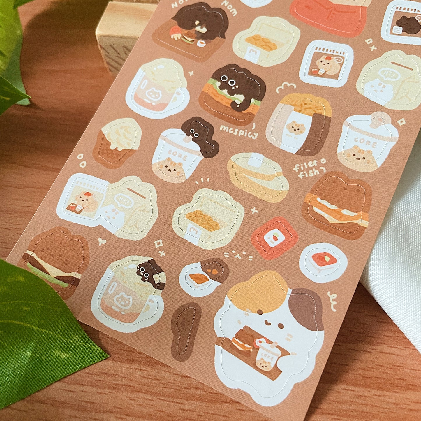 Fast Food Kitties Sticker Sheet *Waterproof