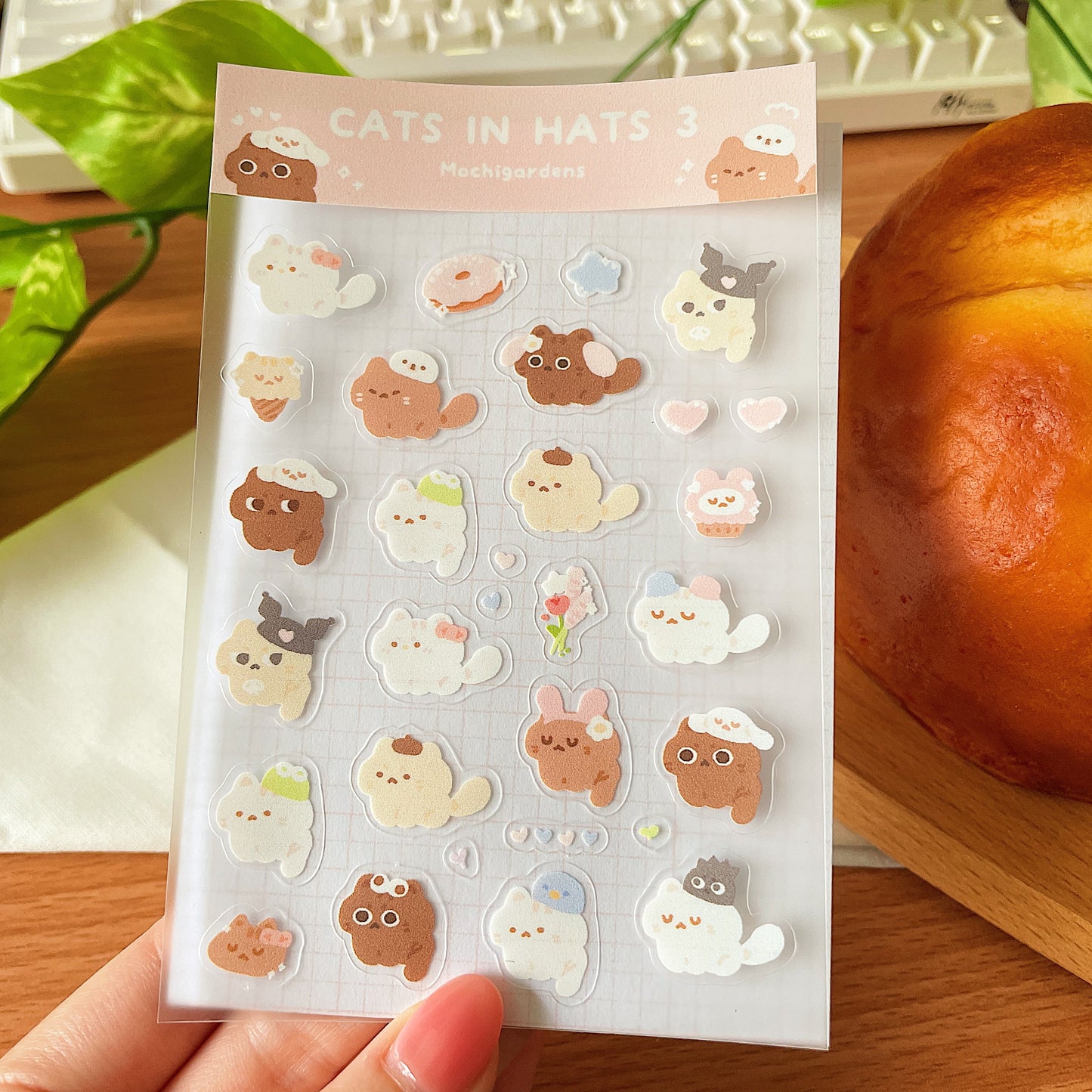 *Restocked* Cats in Hats 3 Transparent Sticker Sheet