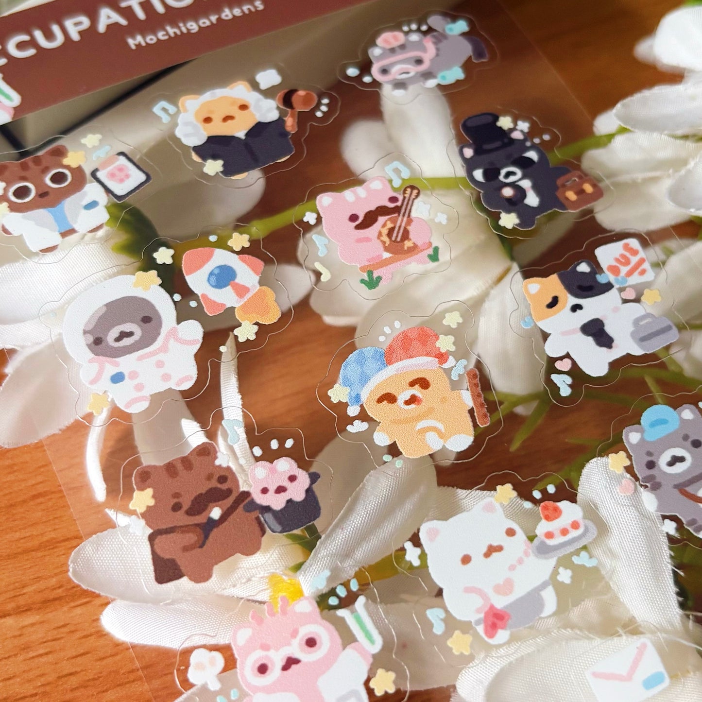 Occupational Cats Transparent Sticker Sheet