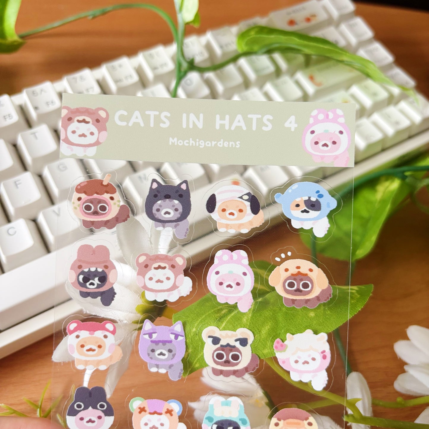 Cats in Hats 4 Transparent Sticker Sheet