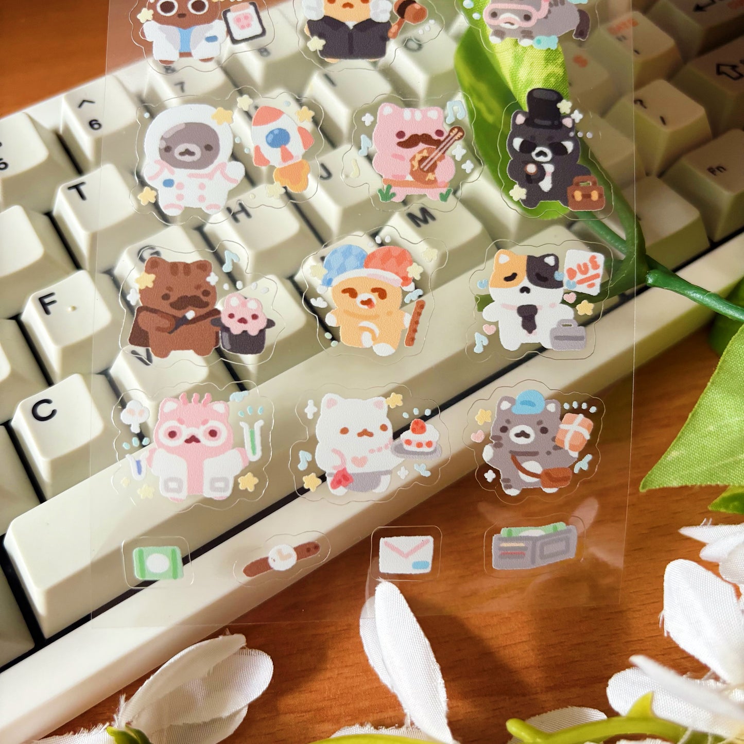 Occupational Cats Transparent Sticker Sheet