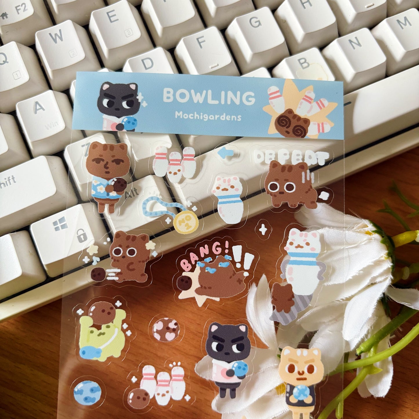 Bowling Transparent Sticker Sheet
