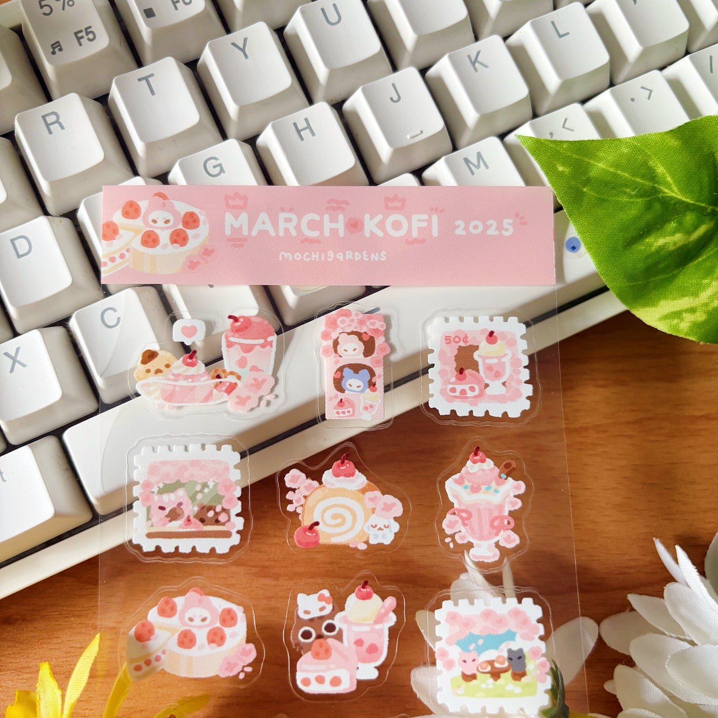 March Ko-Fi Sticker Sheet + Print Set - Sakura Cafe (Also available individually)