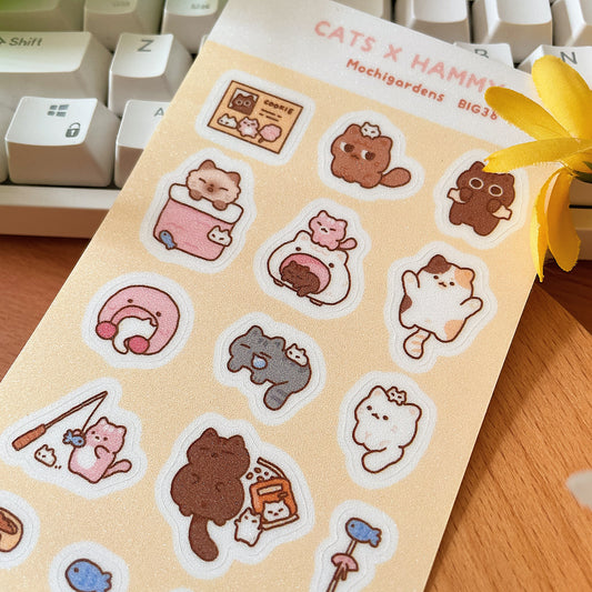 Cats x Hammy Vinyl Glitter Sticker Sheet