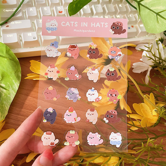 Cats in Hats Transparent Sticker Sheet