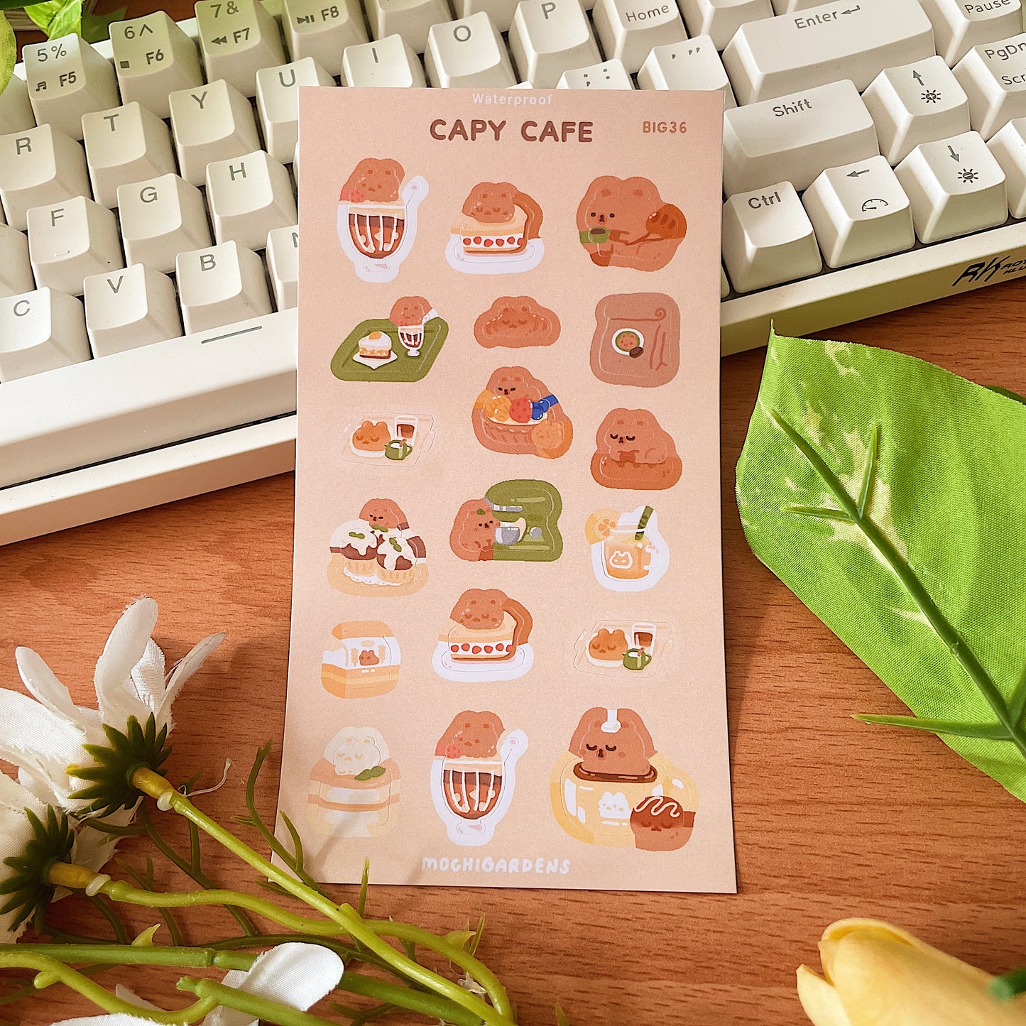 Capy Cafe Sticker Sheet *Waterproof