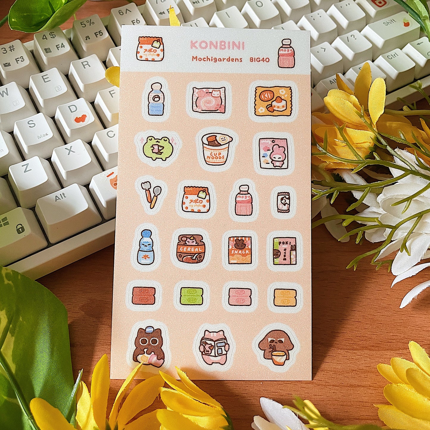 Konbini Vinyl Glitter Sticker Sheet