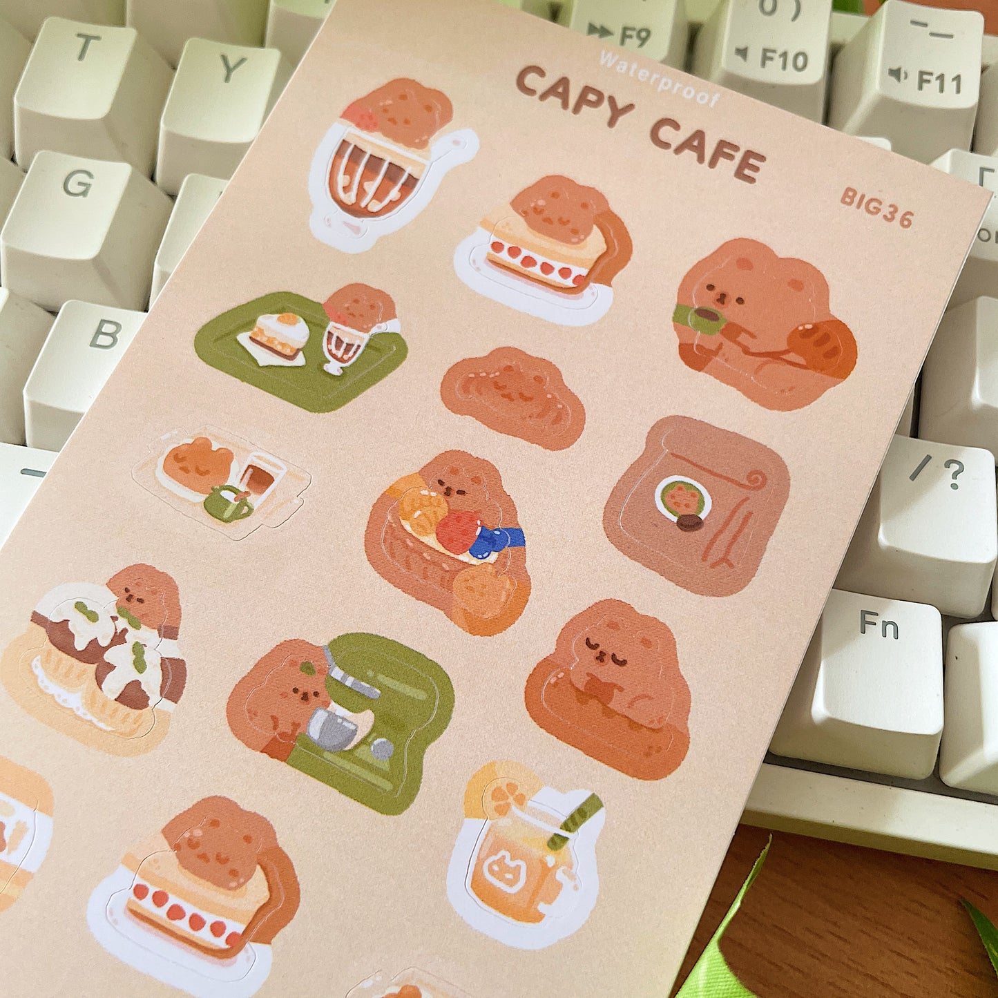 Capy Cafe Sticker Sheet *Waterproof