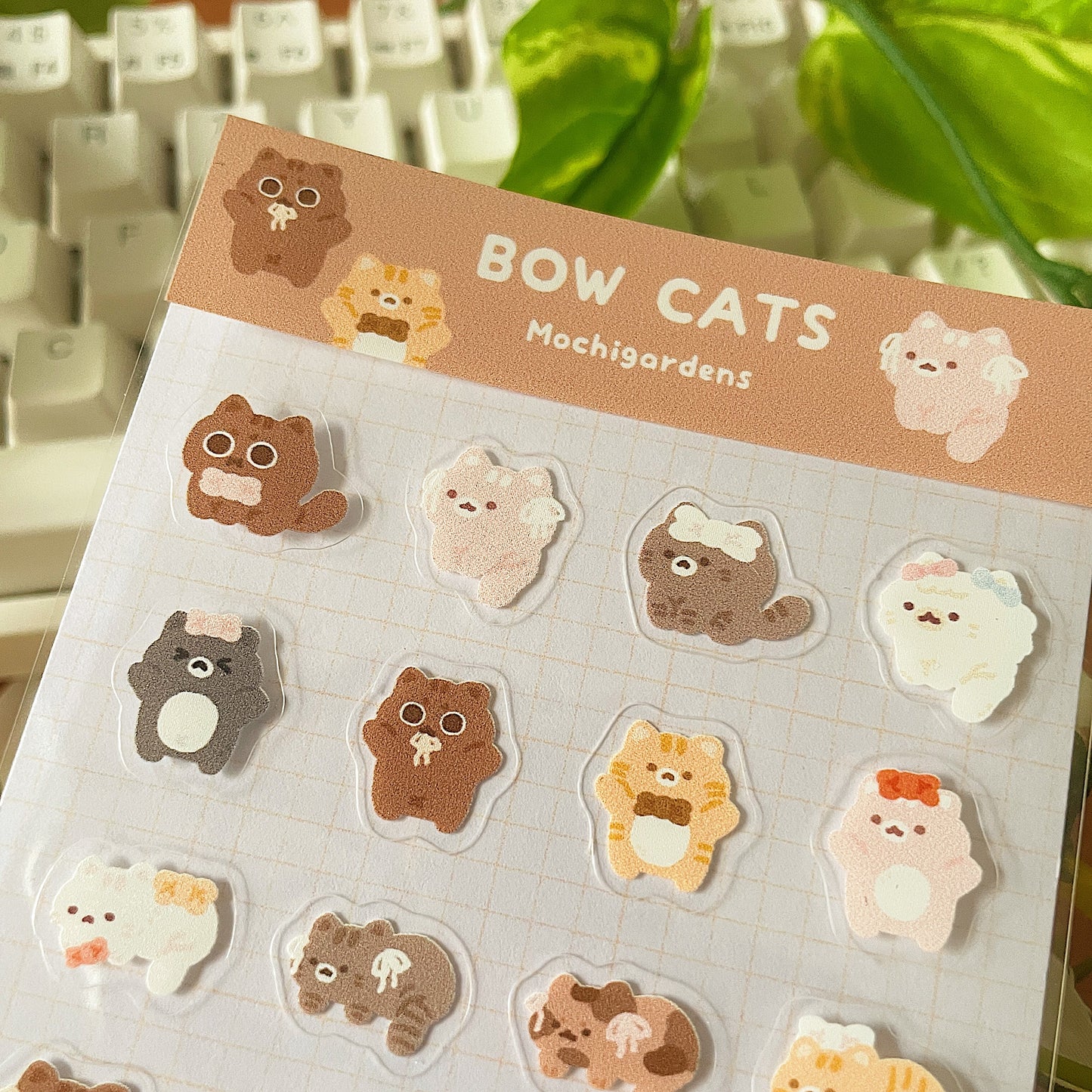 Bow Cats Transparent Sticker Sheet