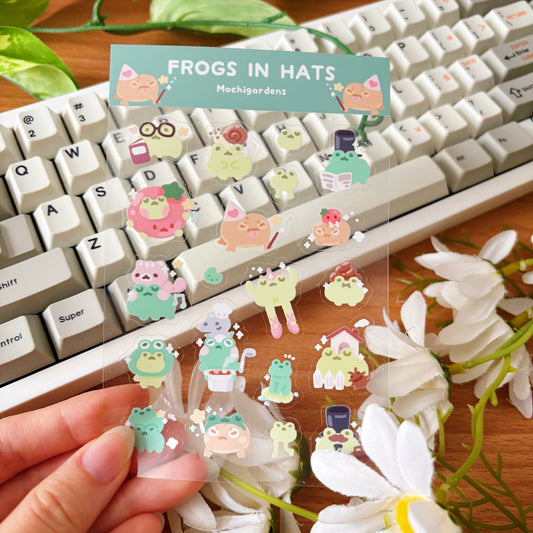 Frogs in Hats Transparent Sticker Sheet