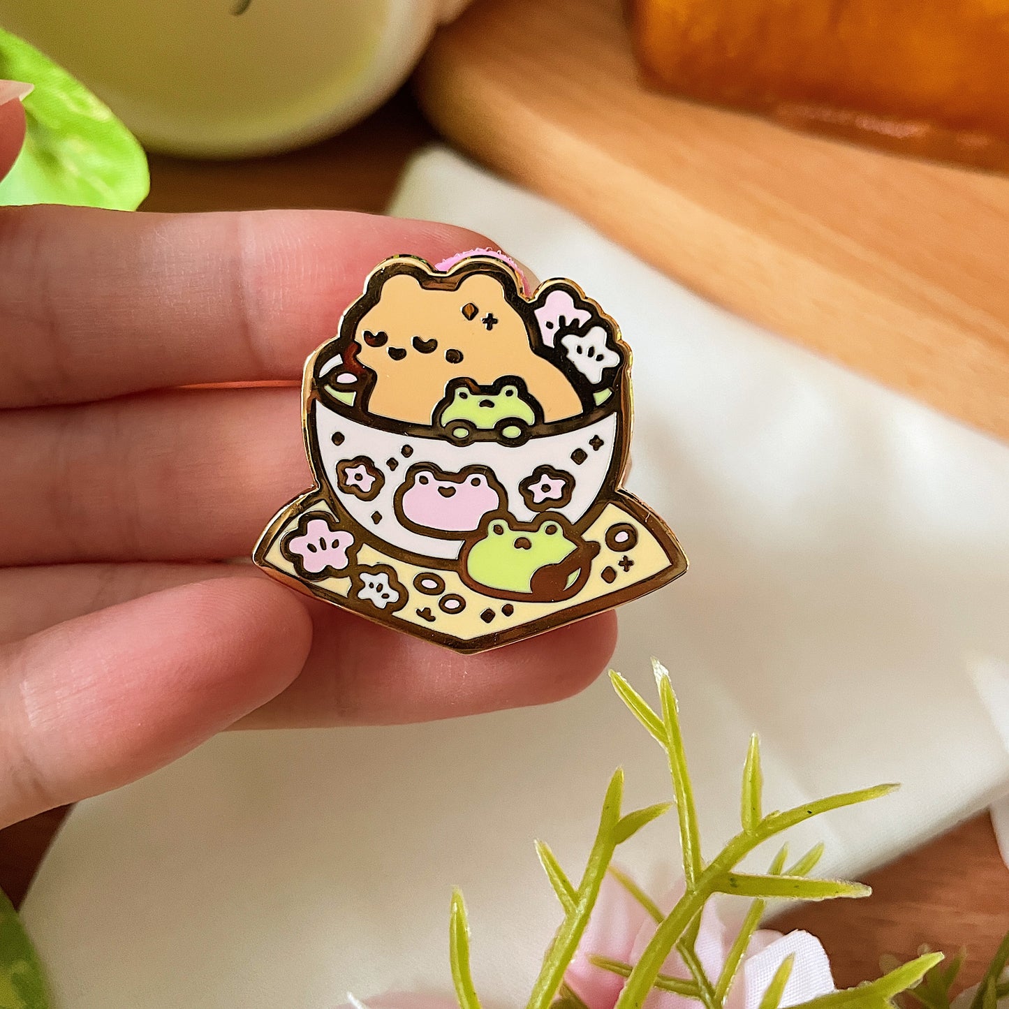 Capy Sakura Tea Enamel Pin