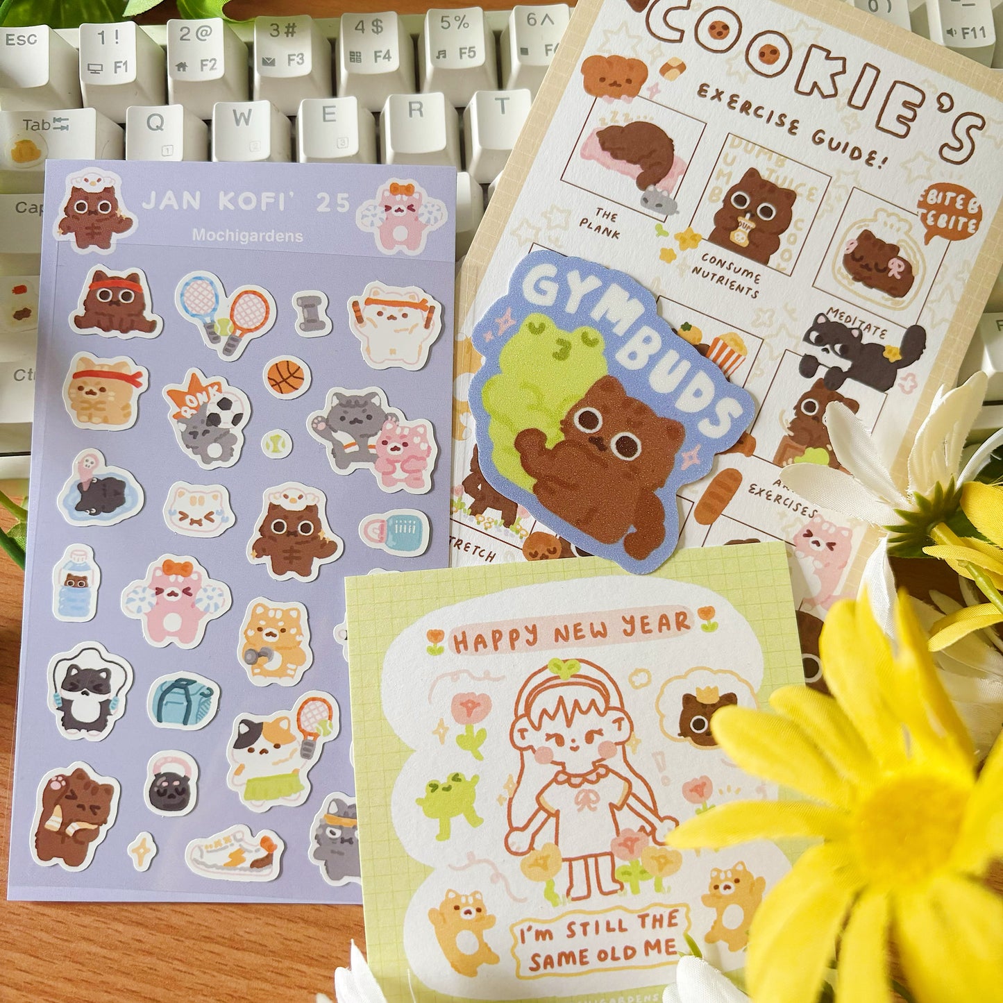 January Ko-Fi Sticker Sheet + Print Set - Exercise (Also available individually)