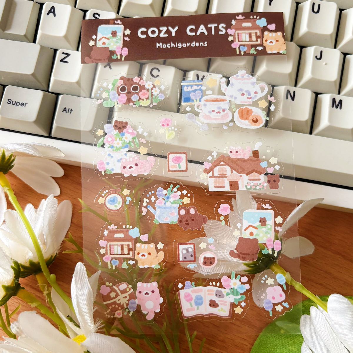 Cozy Cats Transparent Sticker Sheet