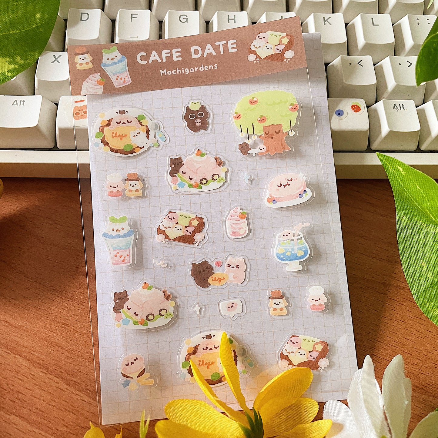 Cafe Date Transparent Sticker Sheet