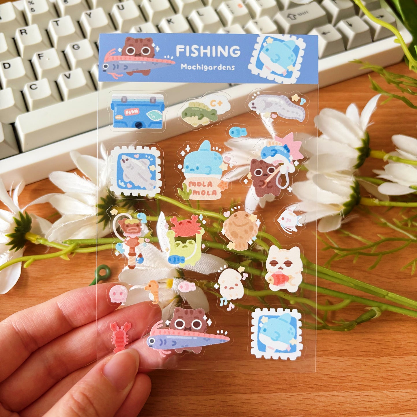 Fishing Transparent Sticker Sheet