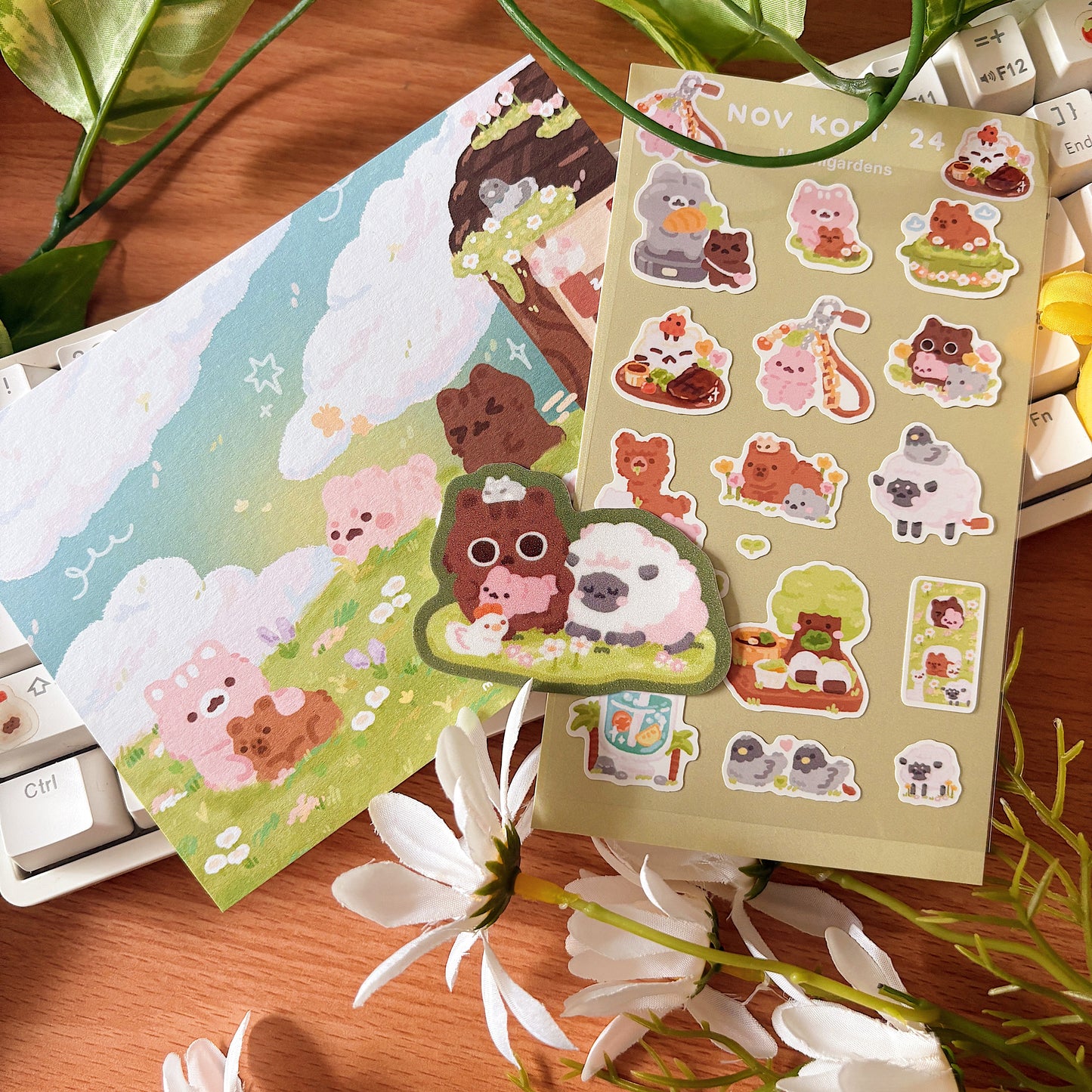 November Ko-Fi Sticker Sheet + Print Set - Petting Zoo (Also available individually)