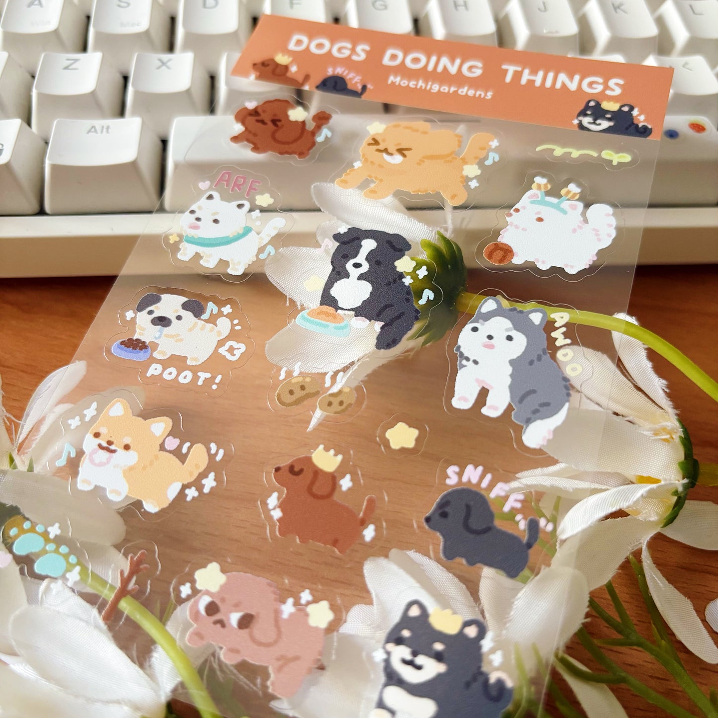Dogs Doing Things Transparent Sticker Sheet