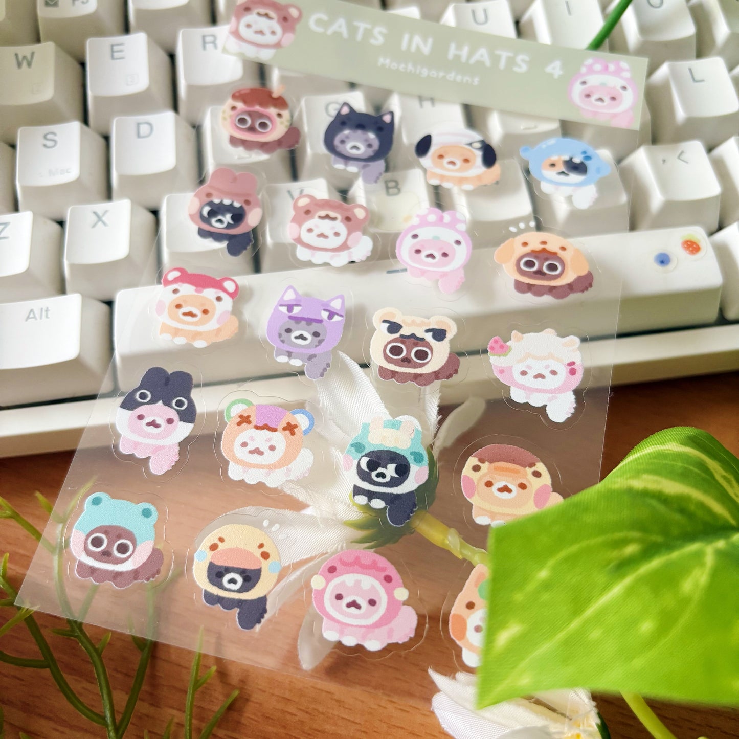 Cats in Hats 4 Transparent Sticker Sheet