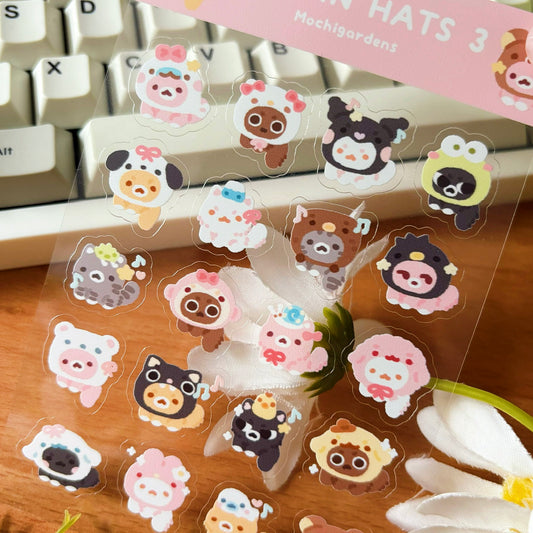 Cats in Hats 3 Transparent Sticker Sheet