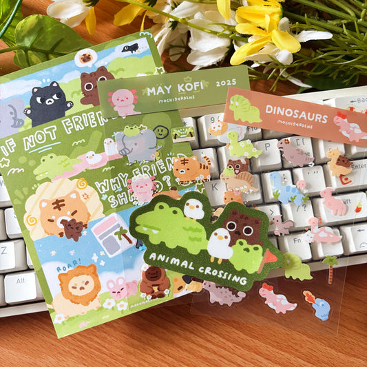 May Ko-Fi Sticker Sheet + Print Set - Animal Safari/Zoo (Also available individually)