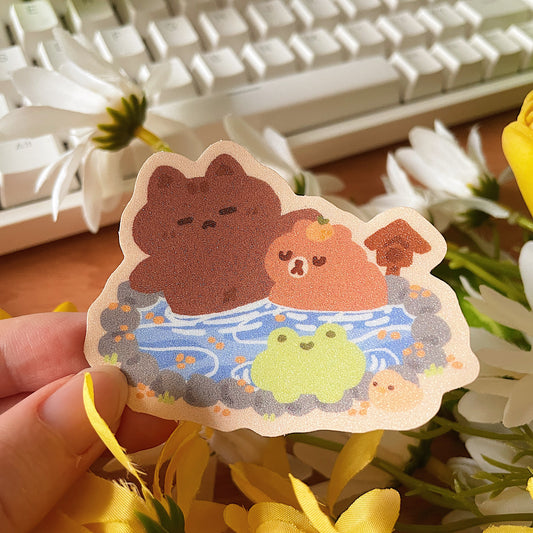 November Ko-Fi Sticker Flake - Capy Onsen *Waterproof