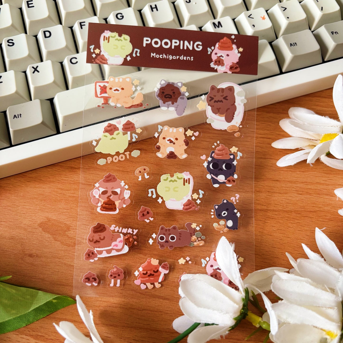 Pooping Transparent Sticker Sheet