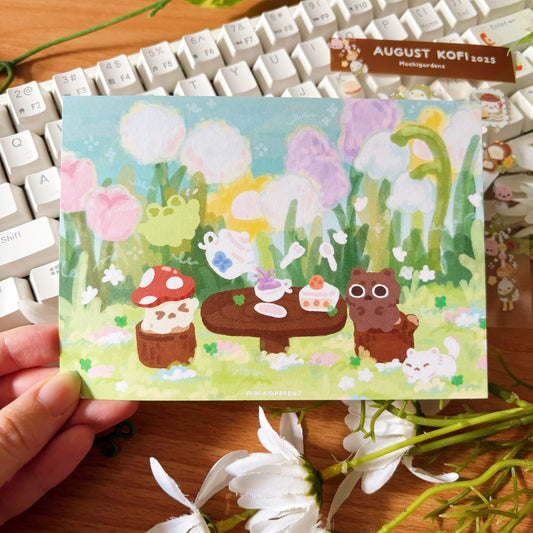 August Ko-Fi Sticker Sheet + Print Set - Cottagecore (Also available individually)