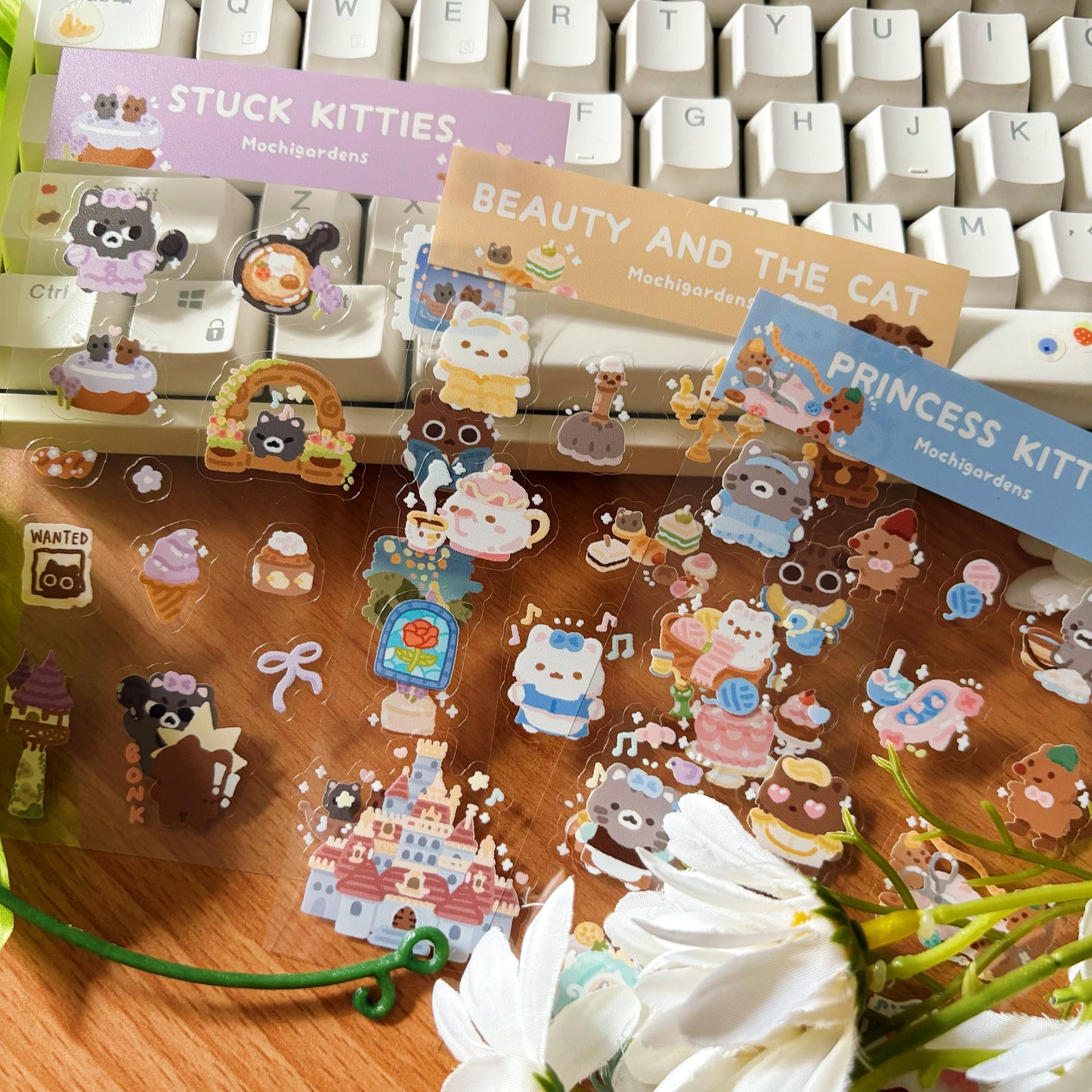 Beauty and the Cat Transparent Sticker Sheet