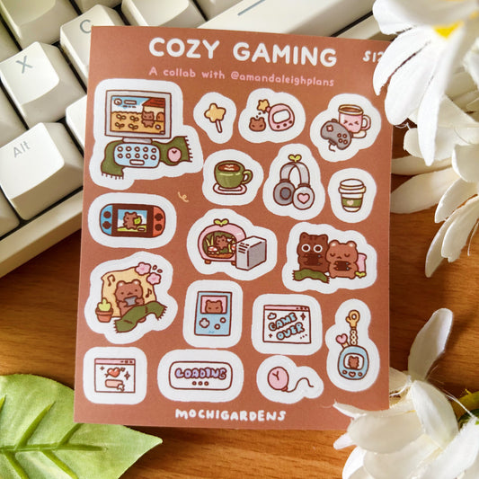 Cozy Gaming Vinyl Sticker Sheet