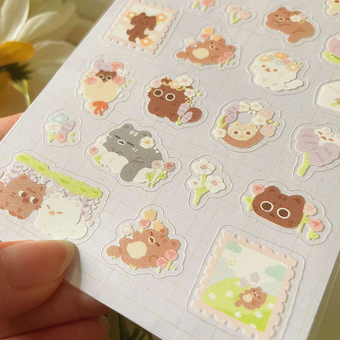 Flower Kitties Transparent Sticker Sheet