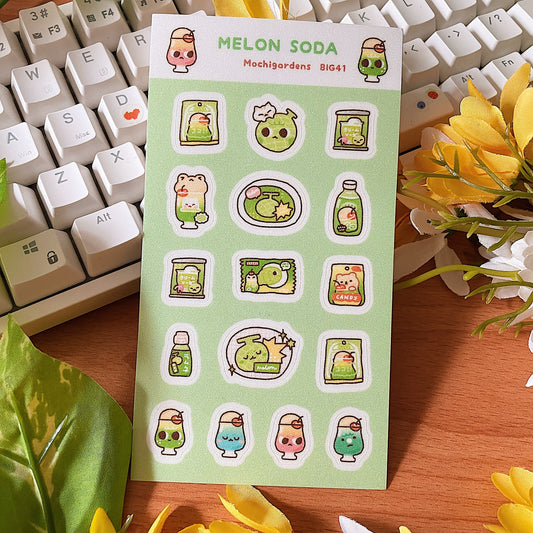 Melon Soda Vinyl Glitter Sticker Sheet