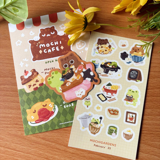 February Ko-Fi Sticker Sheet + Print Set - Japanese Food (Also available individually)
