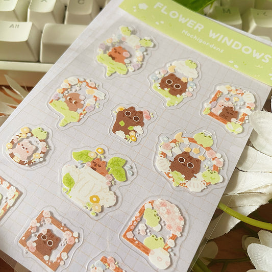 Flower Windows Transparent Sticker Sheet