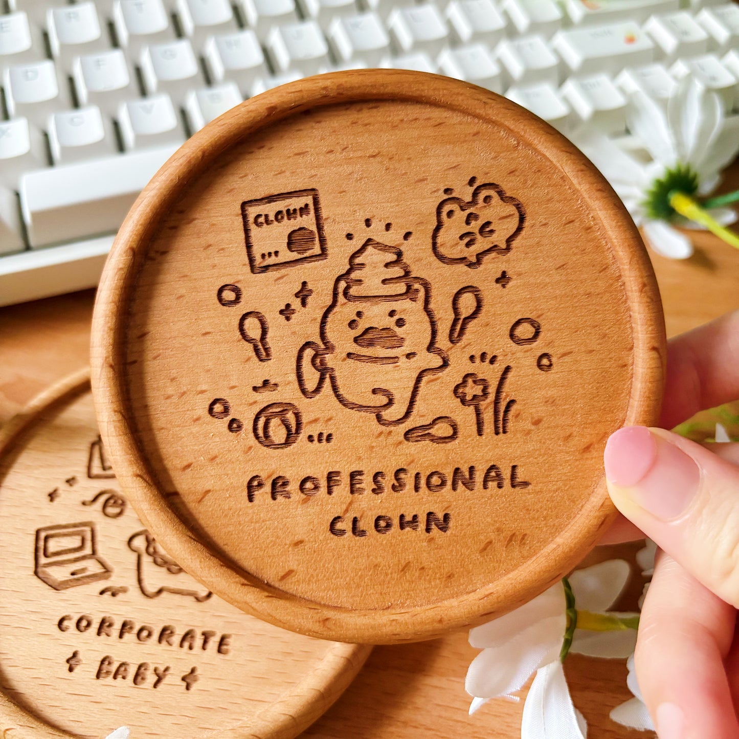 Professional Clown Wooden Coaster