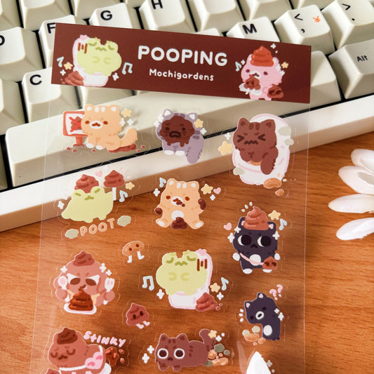 Pooping Transparent Sticker Sheet