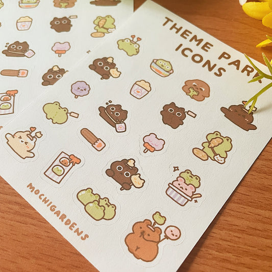 Theme Park Icons Sticker Sheet