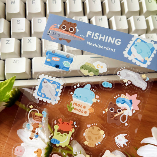 Fishing Transparent Sticker Sheet